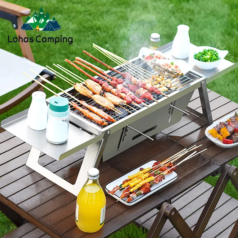 Lohascamping 야외 휴대용 접이식 바베큐 스토브, 가정용 바베큐 랙, 숯불 바베큐 스토브, 스테인레스 스틸 바베큐 랙，휴대용가스버너, 캠핑버너, 미니버너 ,휴대용버너,이소가스버너,플랫버너,고화력가스버너,부탄가스버너,그리들버너,igt버너 ,미니스토브, 접이식버너, 캠핑가스버너,캠핑버너세트, igt테이블,화로대테이블, 백패킹테이블, igt가변다리 , igt메쉬트레이 