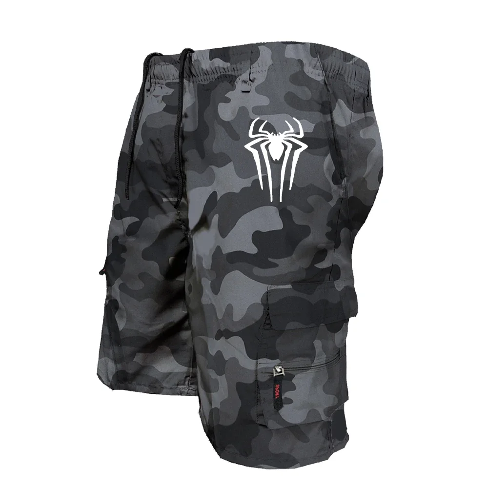 Herren Cargo-Shorts mit Spinnenmuster, Outdoor-Overalls, elastische Taille, Radlerhose, Multi-Pocket, lockere Arbeitshose, Strand- und Sportshorts – Detail 8