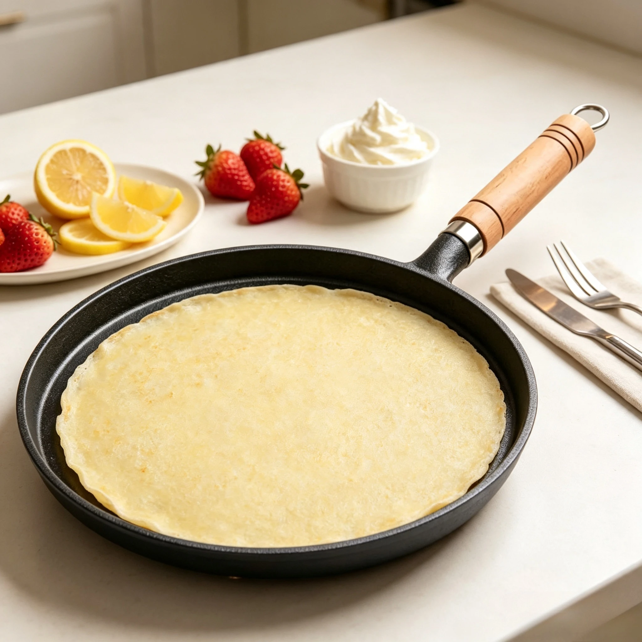 26cm Uncoated Cast Iron Frying Pan, Non-stick Steak Crepe Pan for Gas Induction Cooker