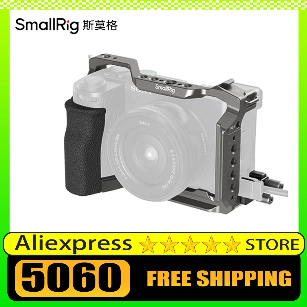 SmallRig A6700 Cage HawkLock Quick Release Cage Kit for Sony Alpha 6700 W Silicone Grip & Cable Clamp & Plate for Arca 5060