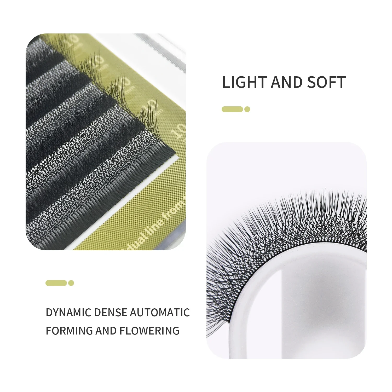 GLAMLASH 3D 4D 5D Ciglia a forma di W Ciglia Easy Fan Estensioni ciglia All'ingrosso YY Premade Volume 12 file W Stile Naturale Morbido