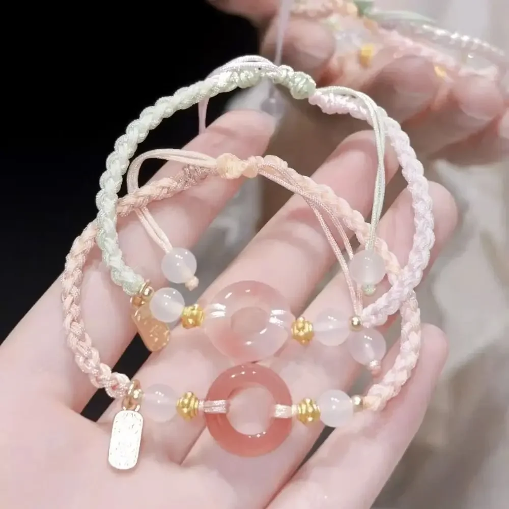 

Zodiac Year Ping An Buckle Bracelet Valentine's Day Gift Adjustable Couple Bracelet Jewelry Accessories Beaded Weave Hand Rope