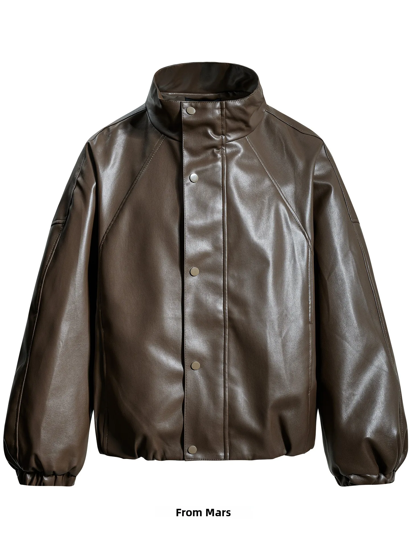 

from Street Sle Retro PU Leather Jaet Loose Fit Stand Collar Versatile Outerwear for Teenagers Youthful And Trendy