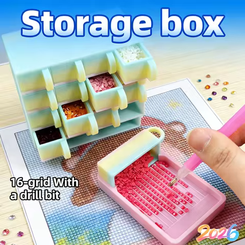 16 Grids Diamond Art Bead Box Color Diamond Painting Embroidery Storage Portable Container Diamond Painting Plastic Storage Box