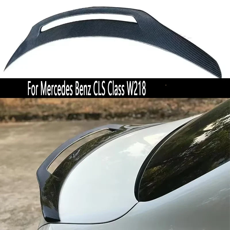 

For Mercedes Benz CLS Class W218 CLS63 Carbon Fiber Tail fins Rear Deck Spoiler Duckbill Car Wing Retrofit the rear wing body k