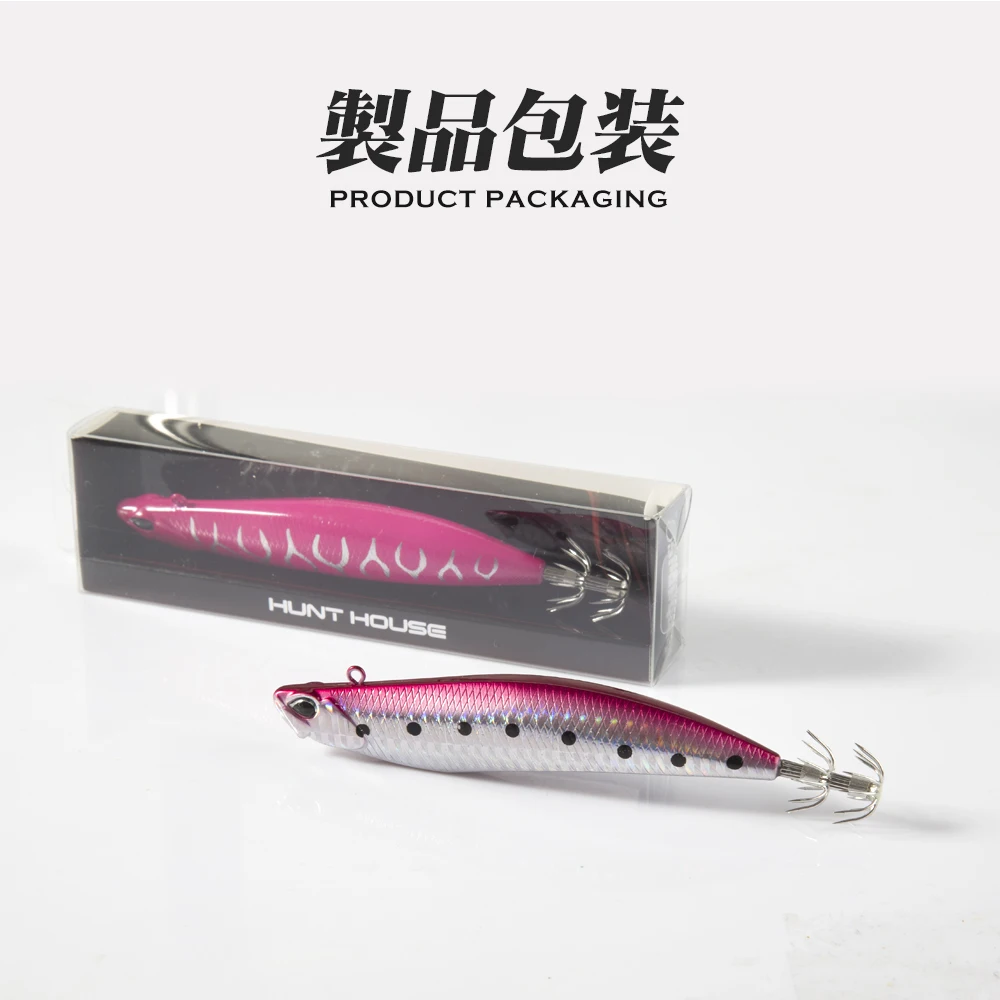 Hunthouse D-squid Jigging Lure Pencil LW522 110mm 26.7g Sinking Suqid Leurre Tip-run EGI Hook Fishing Hard Bait For Turlutte