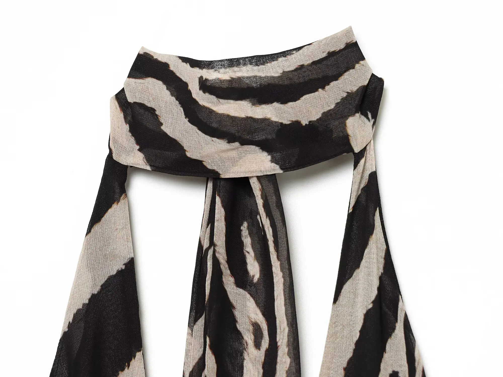 BSAY 2026 Damen Tier-Print Neckholder-Maxikleid mit Rückenband, Ärmellos, Netzstoff, Transparent, Fließendes Langes Kleid, Casual Party- und Abendkleid – Detail 8
