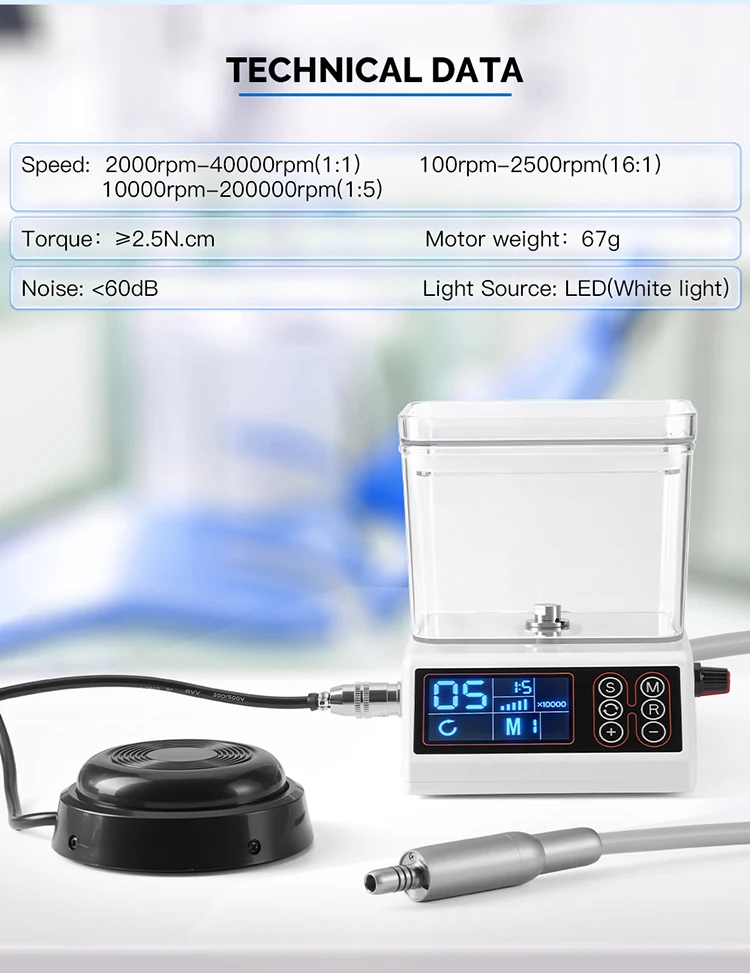 AZDENT Dental LED Bürstenloser Elektrischer Mikromotor mit Wassertank Interner Sprühanschluss 4-Loch Vektorsteuerungssystem Zahnmedizinische Instrumente – Detail 8
