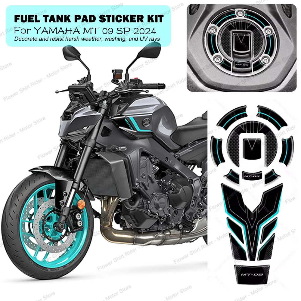 For MT 09 MT09 SP 2024 Motorcycle Gasoline Cap 3D Epoxy Resin Protective Sticker Waterproof Anti Scratch Tank Pad Sticker Kit