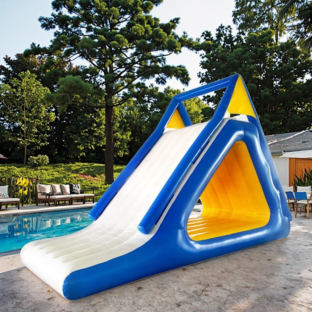 

Inflatable Triangle Slide Portable Water Floating Water Park Toys Outdoor Pool Equipment Slide