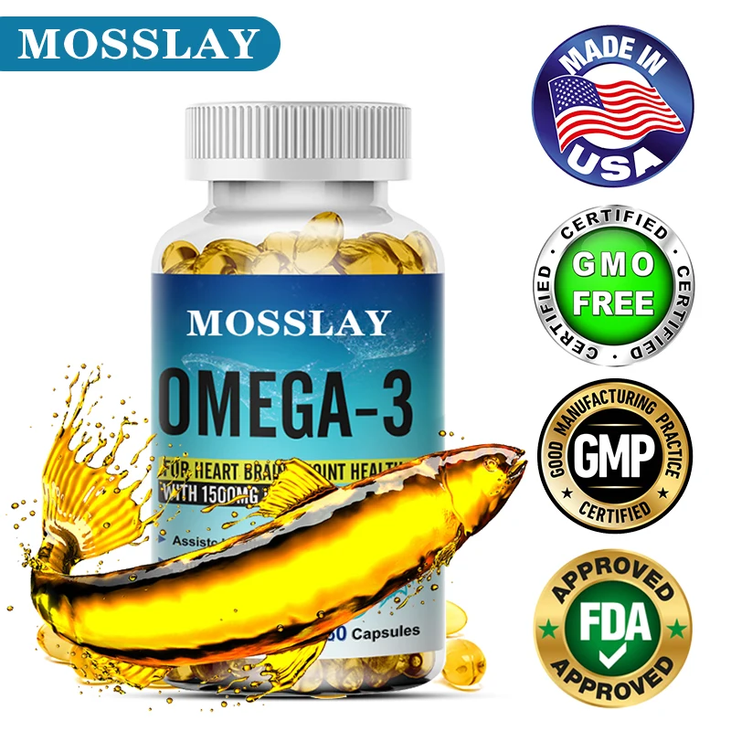 Mosslay Omega-3 Fischöl Nahrungs ergänzungs mittel-enthält Epa & Dha-1500 mg pro Portion