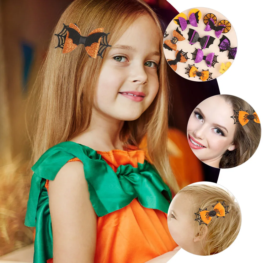 

5 Pcs Hair Accessories Halloween Costume Baby Clips Cosplay Bows Girls Glitter Fabric Toddler Hair Elegant Trendy Lightweight
