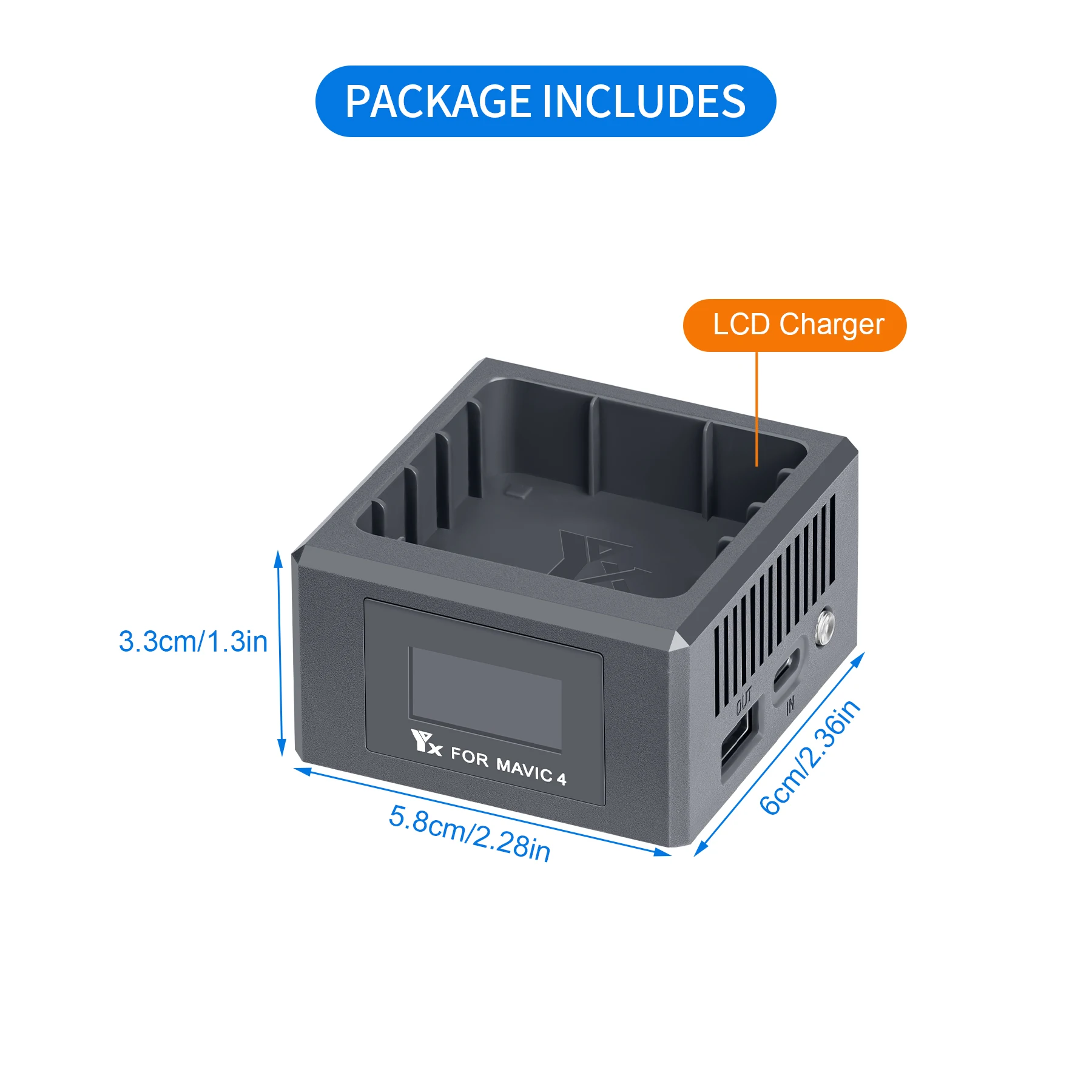 

For DJI Mavic 4 Pro/Mavic 4 Single-Channel Intelligent Charging Hub USB Battery Charger Drone Charger