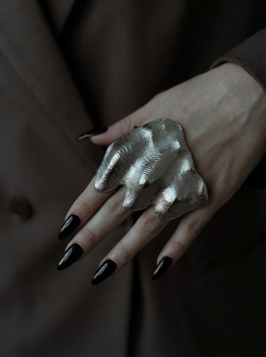 Unique Punk-Style Asymmetrical Pleated Joint Ring Mysterious Artistic Niche Jewelry for Women Men  Unisex  Gift NEW