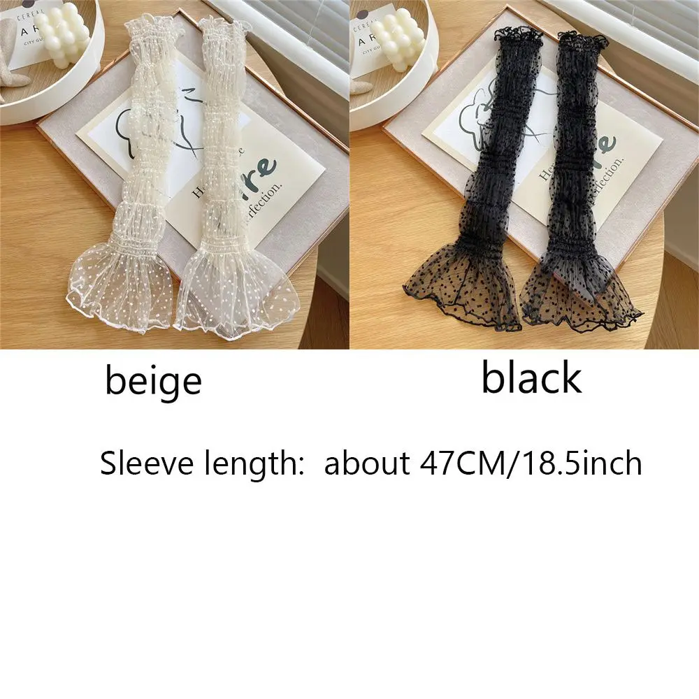 1 Pair Summer Lace Long Length Sunscreen Sleeve Breathable Sunscreen UV Protection Thin Lace Mesh Gloves Elegant Driving Gloves