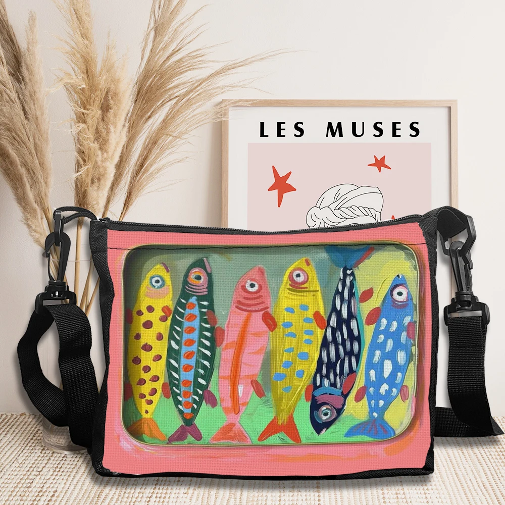 

Sardine Crossbody Bag Lightweight Adjustable Fish Shoulder Bag Suitable for College Students, Teenagers Messenger Bag