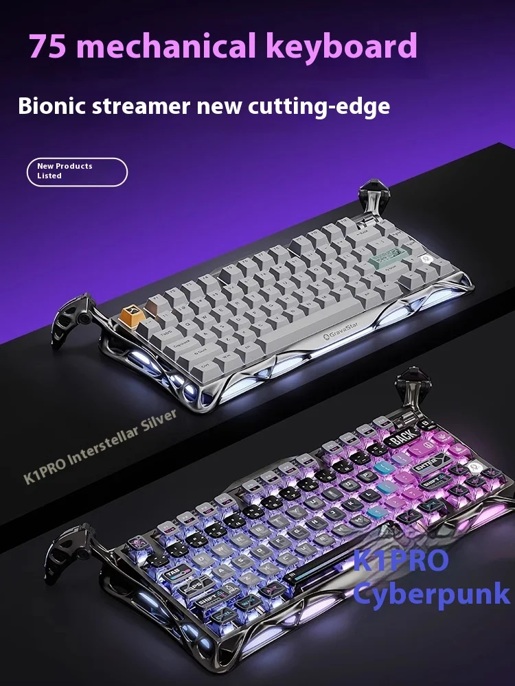 

Gravastar K1 Pro Gaming Keyboard Tri Mode Wireless Customized Mechanical Side Engraved Keycaps Aluminum Alloy Gaming Esports