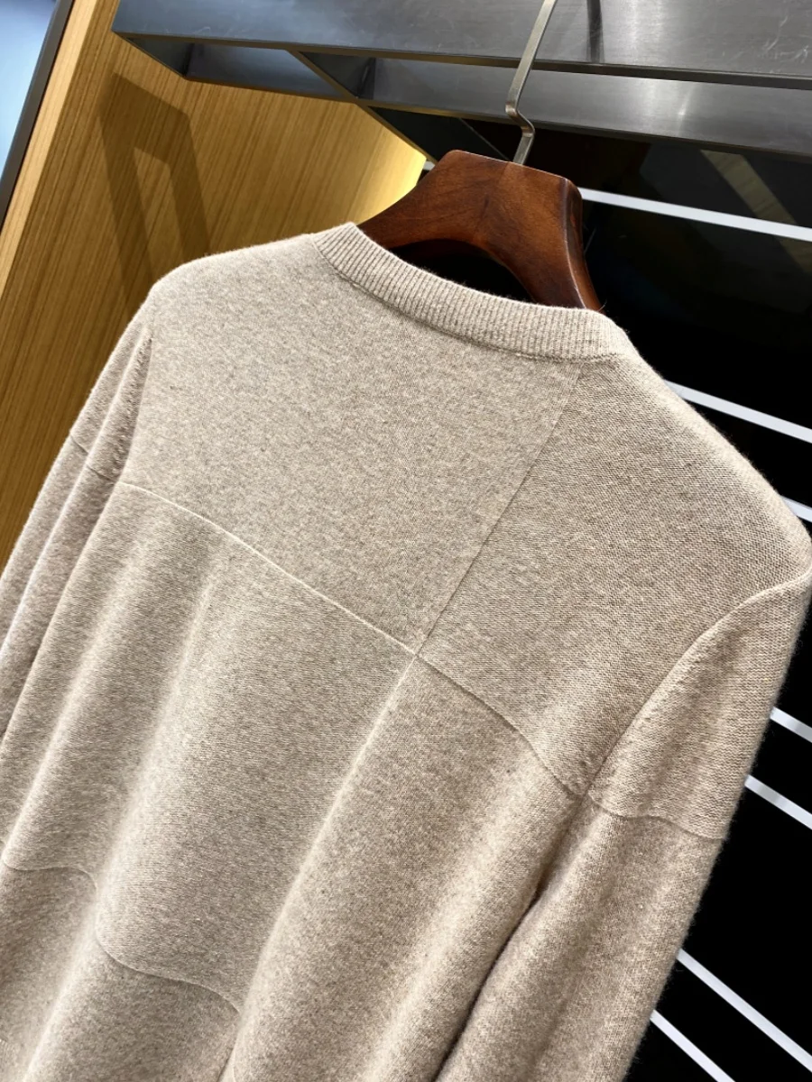 سترة تريكو رجالية إيطالية فاخرة مستديرة بلون نقي قاعدة irt 80% صوف 20% Camere سترة خريف وشتاء عصرية