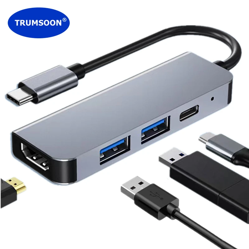 Trumsoon Hub USB C a 4K HDTV USB 3.0 2.0 Dock Station di tipo C per Macbook iPad Pro Samsung S22 Dex Nintendo Switch TV PS5