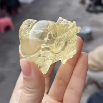 Natural Crystal Quartz Citrine Pixiu Carving Healing Ornaments Animal Statue Home Decor Room Decoration Gift Crystal Healing Sto