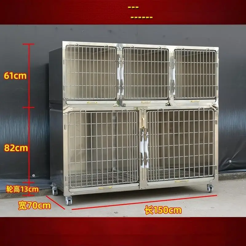 Pet Dog Cage 304 Stainless Steel Solid Multi-layer Hospitalization & Display Cage Carrier Plastic Tray