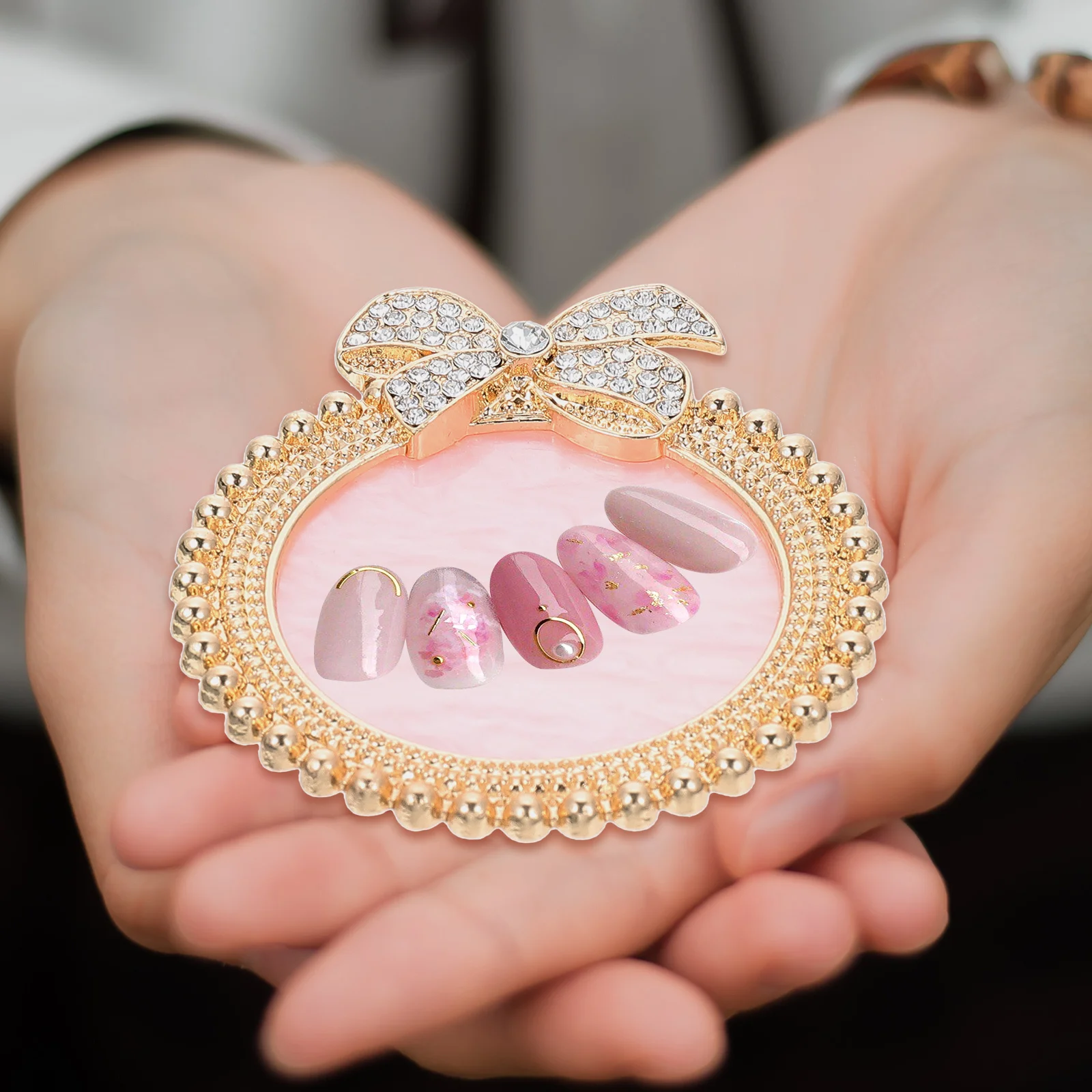 Plaque de mélange de couleurs, cadre Vintage, strass, plateau de peinture Durable pour Nail Art, plaque à pigments, fournitures d'art, mélangeur de bricolage