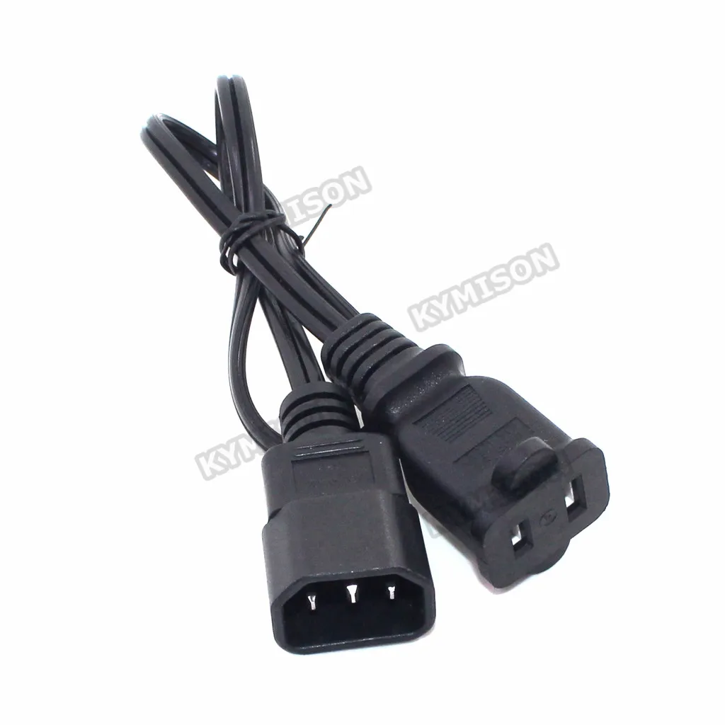IEC320 C14 to US Polarized Female Socket Power Converter Cable, C14 3PIN to American Nema 1-15R Adapter AC Lead Cord Cable image 3