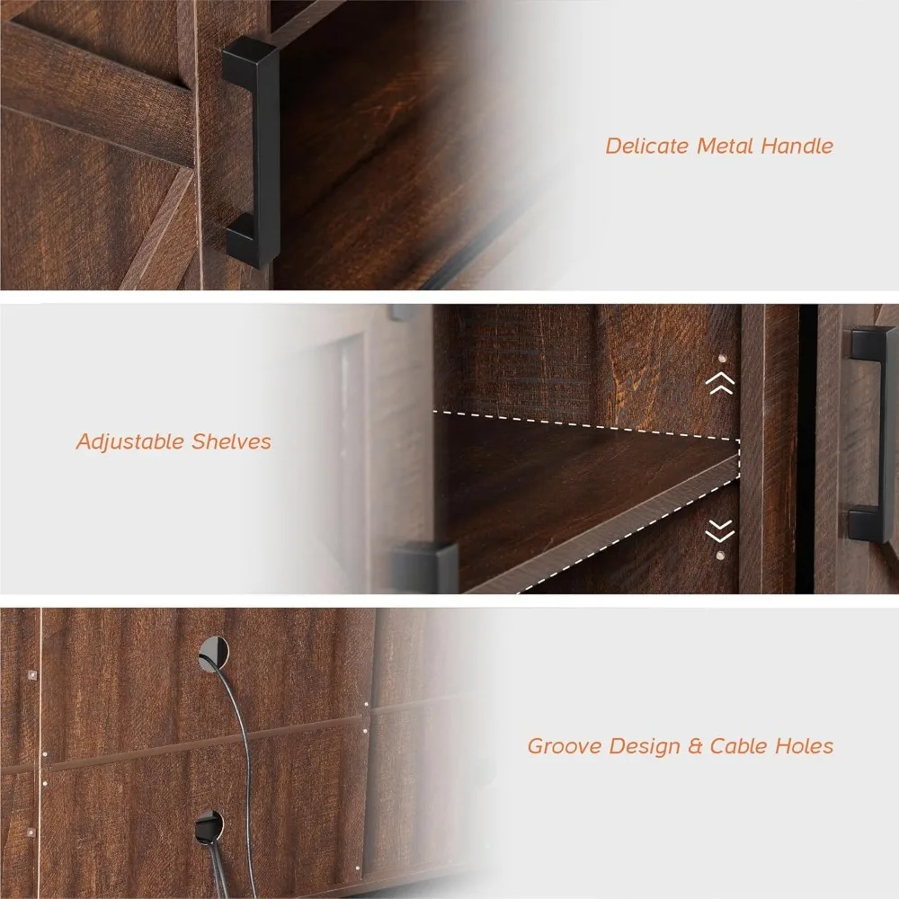 Farmhouse 75 in TV Stand and Coffee Table Set, Entertainment Center for TVs Up to 75", 30" Square Wood Center Table with Gas Sp