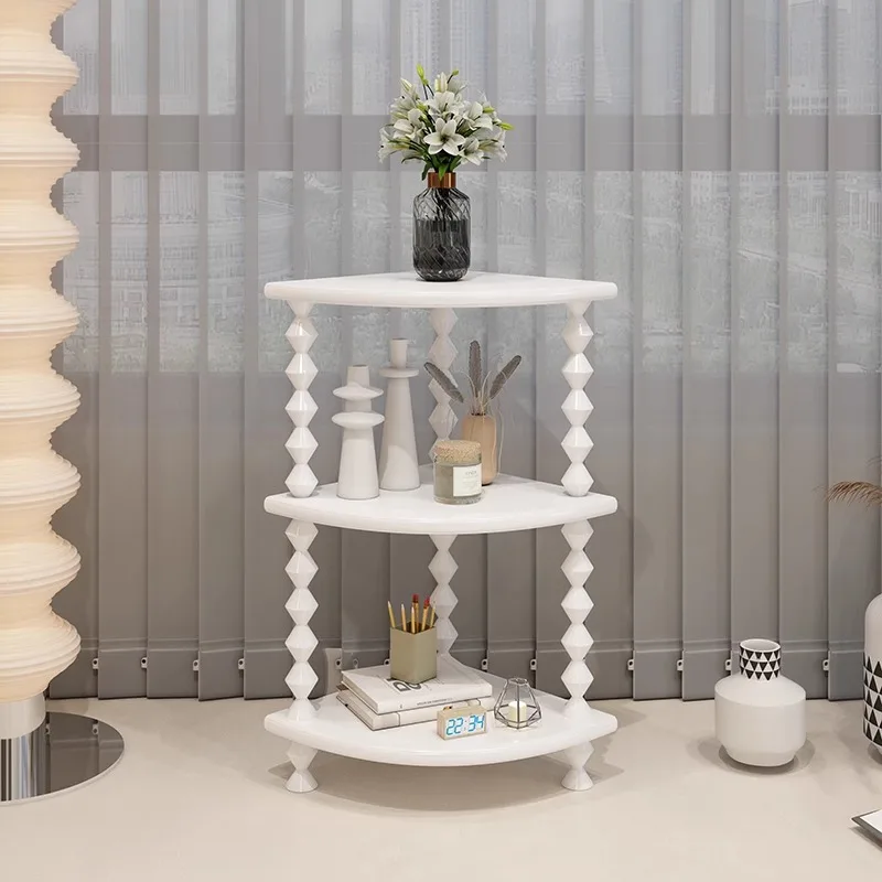 

French cream wind solid wood bedside table corner few living room sofa side few cabinets modern simple floor corner rack