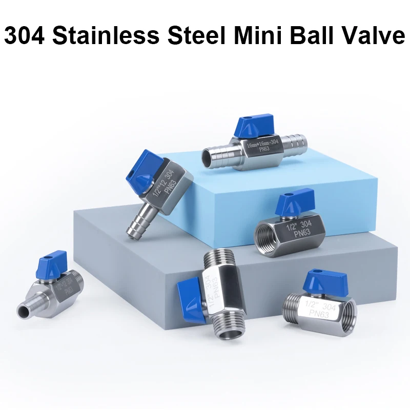 

1/8” 1/4“ 3/8” 1/2“ Female Male Thread SS304 Stainless Steel 8 10 12mm Hose Tube Pipe Barb Pagoda Mini Ball Valve Switch