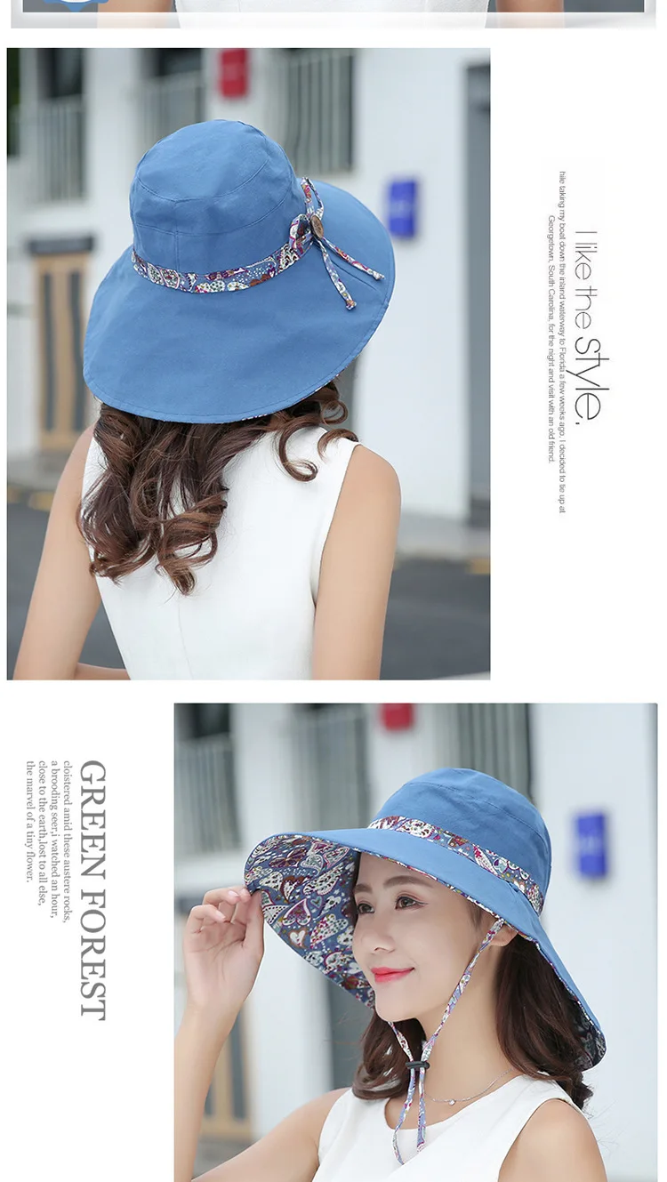 Bucket Hat, Panama Damen-Sonnenschutzhut im koreanischen Stil, Strandhut, winddichter, atmungsaktiver Hut, Hüte für Damen, Reisemütze S67 – Detail 6