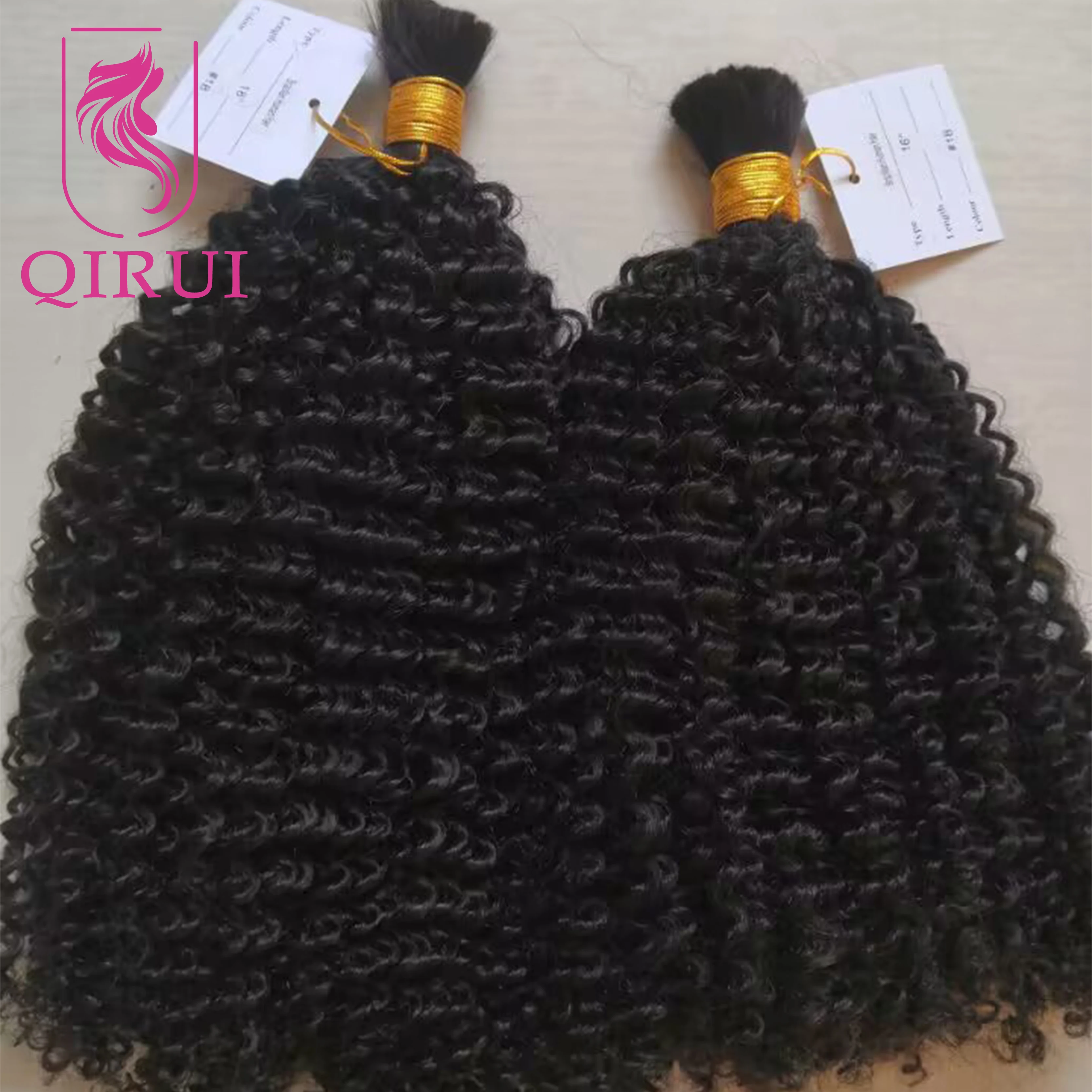 Bulk Human Hair For Braiding Kinky Curly Burmese Remy Double Drawn Knotless Hair Extensions Crochet Boho Box Braids Hair No Weft