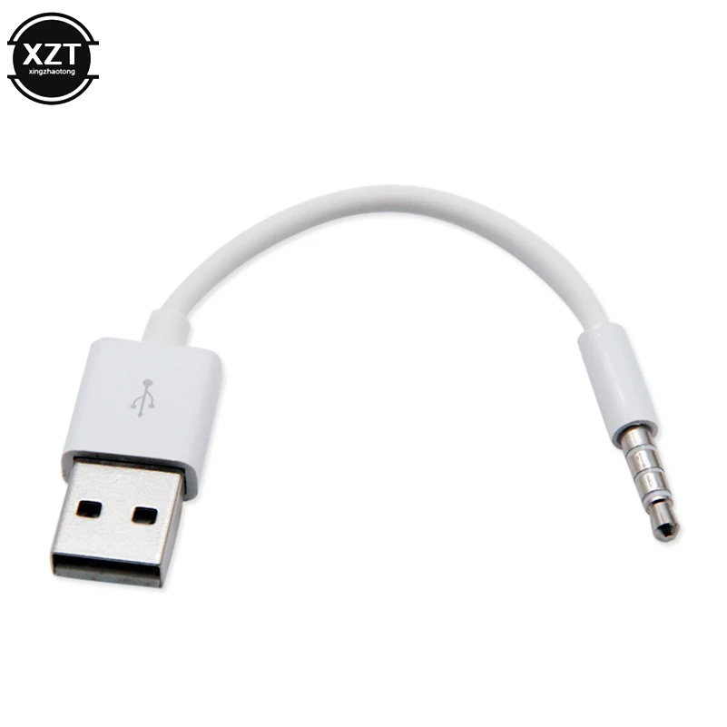 USB do 3.5mm skrzynia biegów, Adapter Audio kabel 3.5mm złącze USB 2. W wieku 0 ładowarka danych kabel do Apple iPod Shuffle 3rd 4th 5th