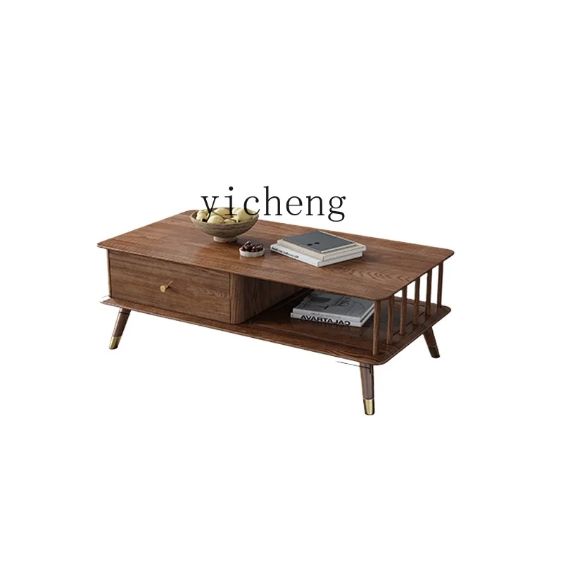 Tqh Solid Wood Tea Table Ash Small Apartment  Simple Modern Balcony Tea Table Living Room Coffee Table