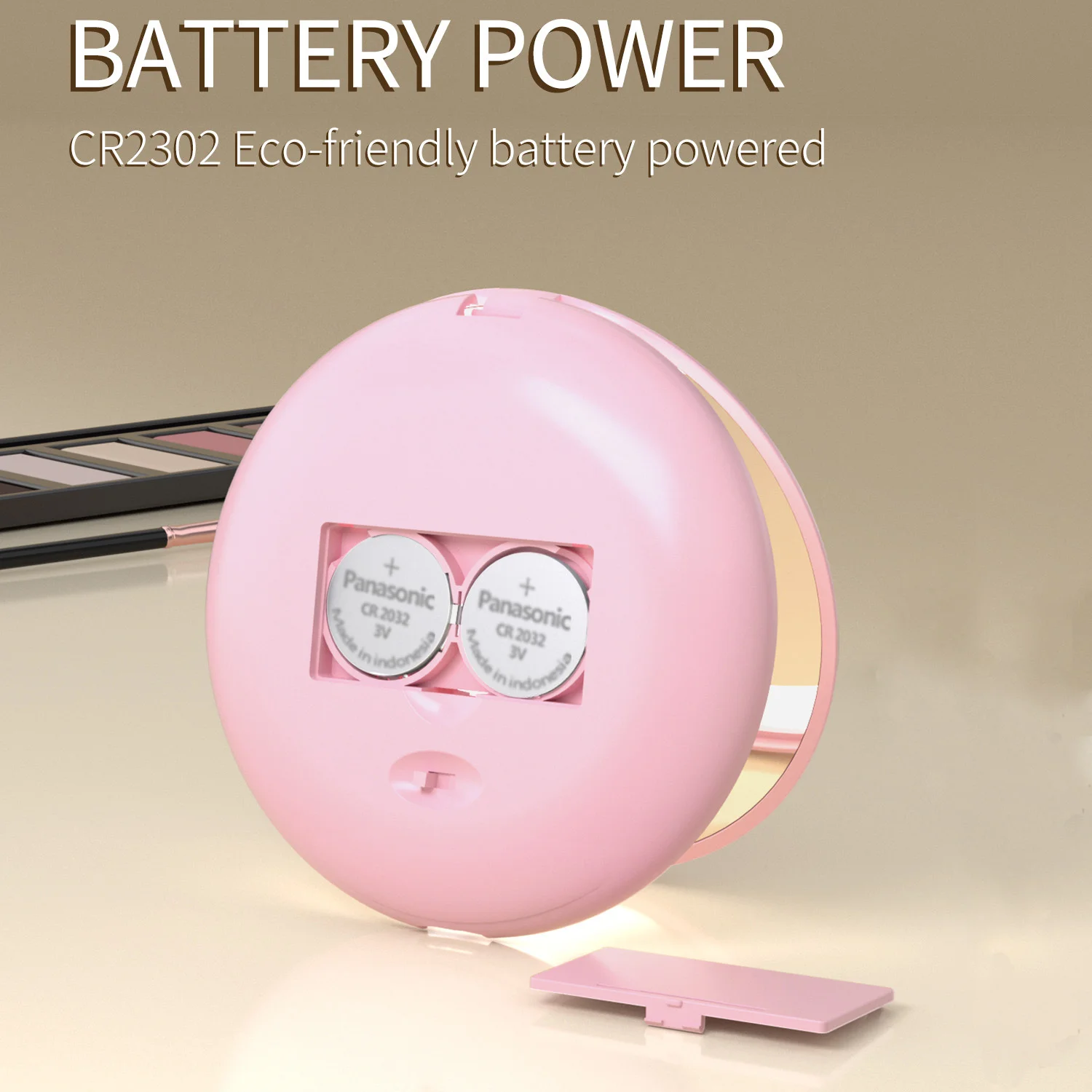 LED Lighted Travel Makeup Mirror 3x Magnification Compact Mirror Portable Handheld Folding Battery Cosmetics Mirror For Handbag