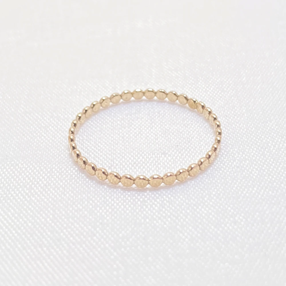 

Rings 14K Gold Filled Handmade StackingTiny Beaded Disc Ring Minimalist Layering Jewelry for Women Party Birthday Daily Gifts