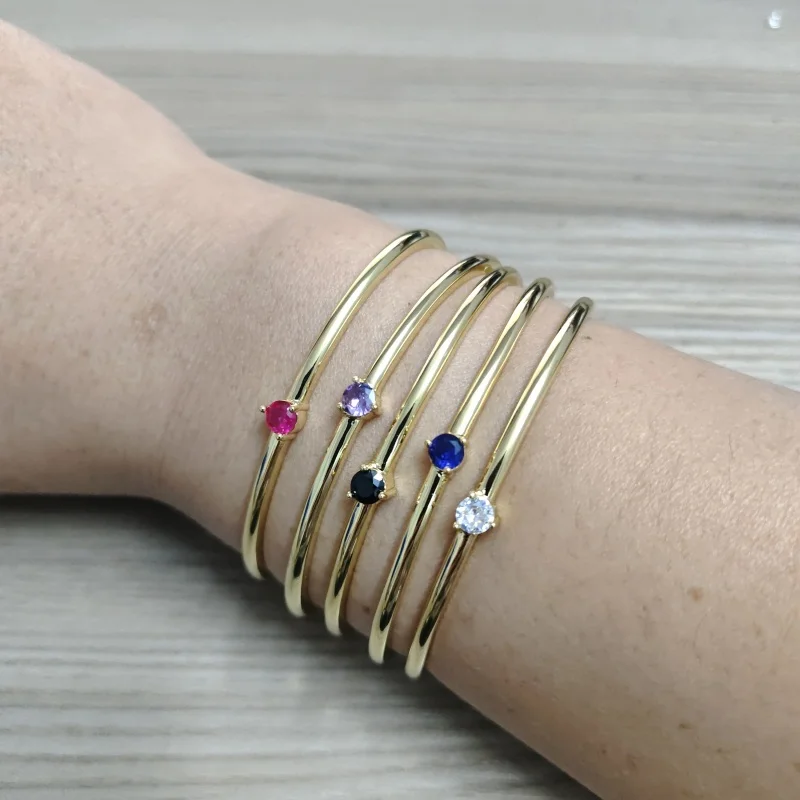 2025 New European and American Retro Fashion Three Claw Zircon Bracelet Multi functional 18k Gold Plated Open Bracelet