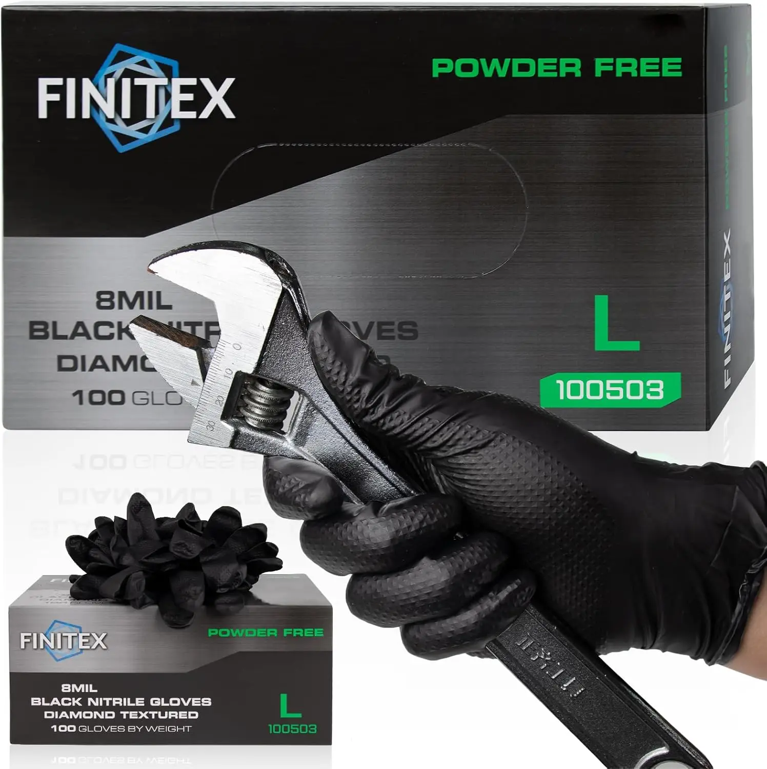 

Industrial Diamond Texture Nitrile Black Gloves - 100/1000PCS Chemical Resistant 8mil Mechanic Disposable