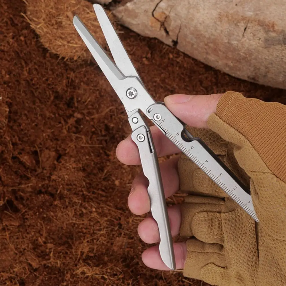 

Folding Scissors Portable Lightweight Home Outdoor EDC Tools With Back Clip Scale