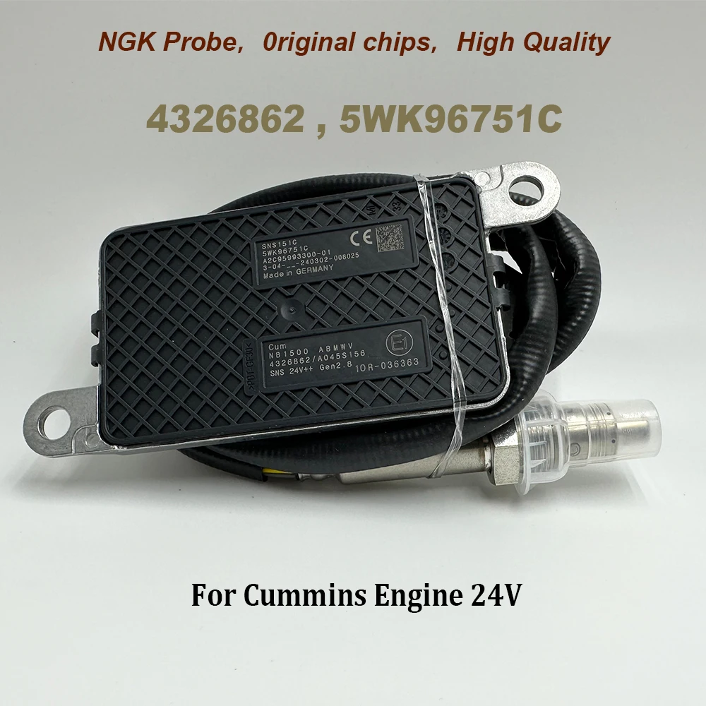 

NEW 4326862 5WK96751C NOX Nitrogen Oxygen Sensor High Quality Chip For NGK Probe 4326862RX 2872945 For C-ummins Engine 24V