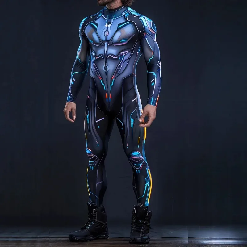 

CyberPunk Men Women Mechanical Armor Jumpsuit Halloween Party Cosplay Party Steampunk Costume Fighter Elastic Bodysuits Rompers