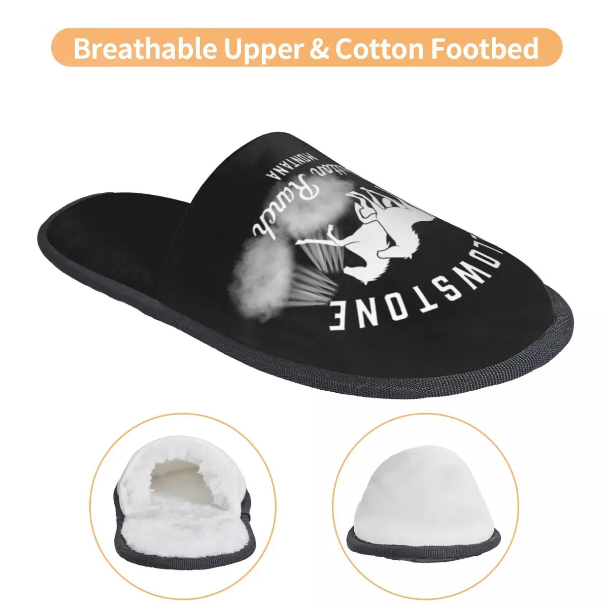 Custom Dutton Ranch Yellowstone Soft Scuff Memory Foam Slippers Women Hotel House Shoes