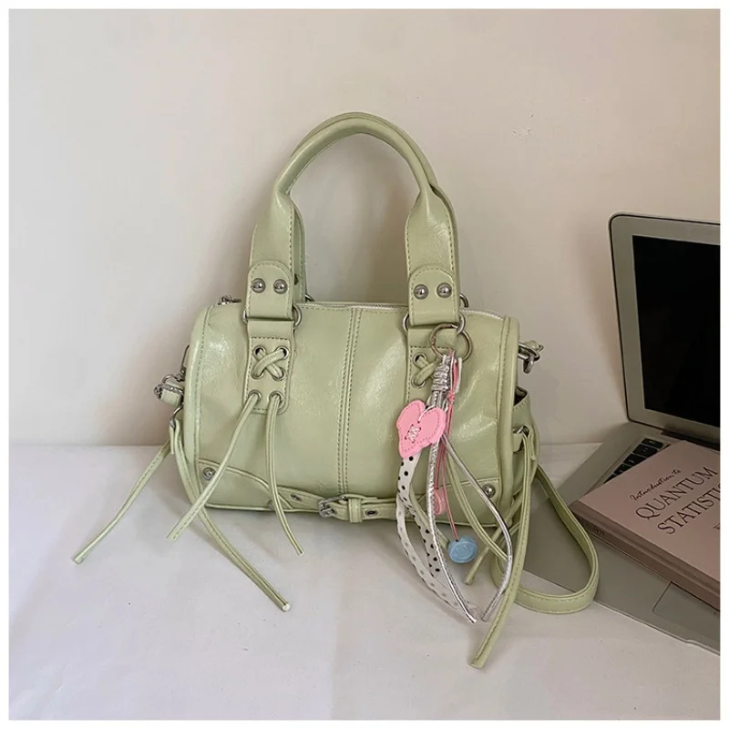 Niche Solid Color Mini Boston Bag 2026 New Arrival Fashionable Vintage Versatile Minimalist Top Handle Crossbody Handbag