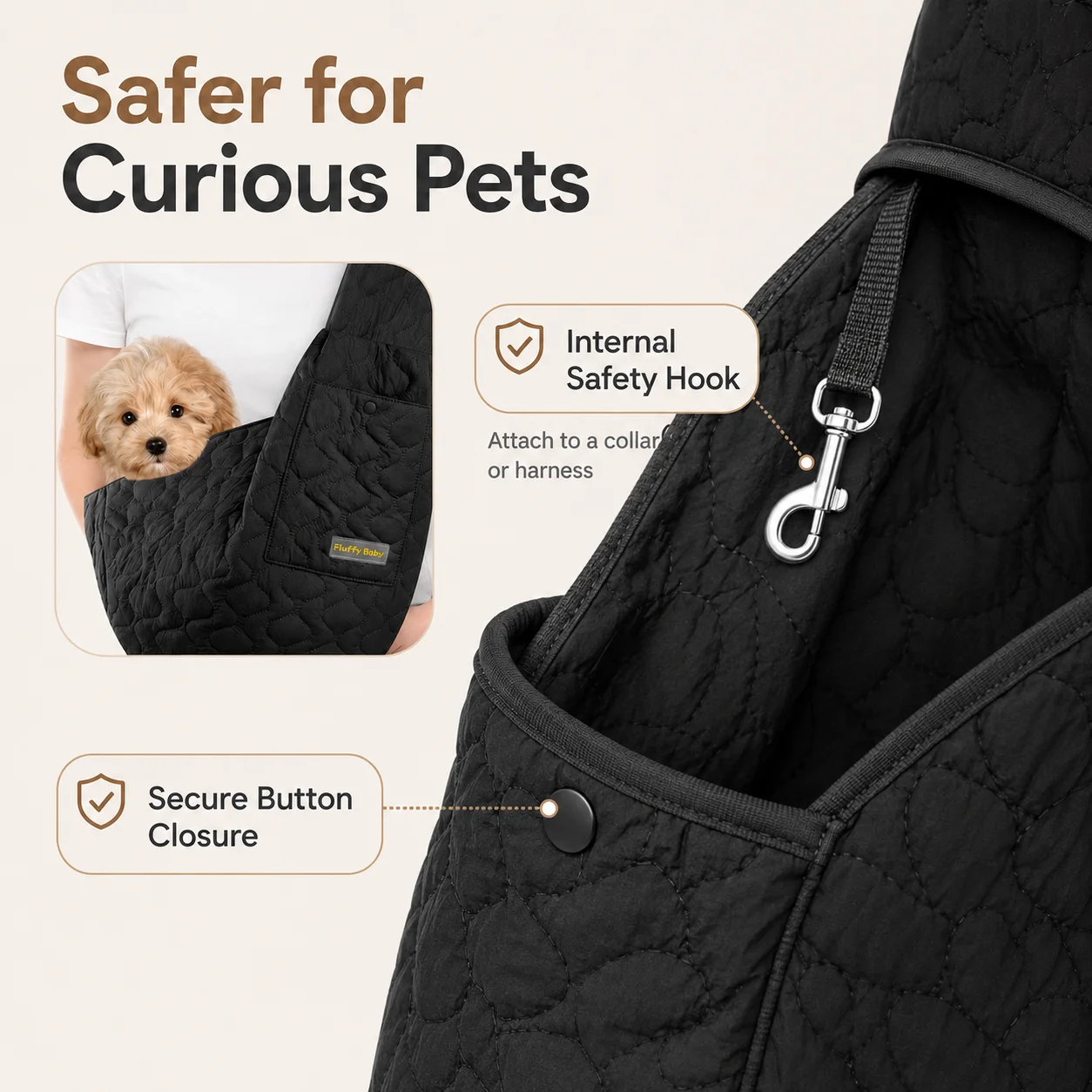 Small Pets Sling Carrier Bag, Hands Free Dog And Cat Padded Adjustable Pet Travel Crossbody Shoulder Bag, Pet Moving Backpack