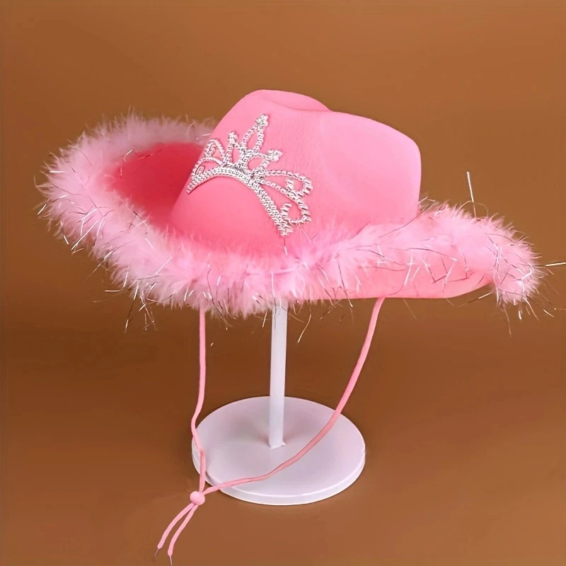 Y2K Pink Wool Princess Crown Knight Hat Outdoor Sun Protection Hat suitable for outdoor sports shade daily commuting