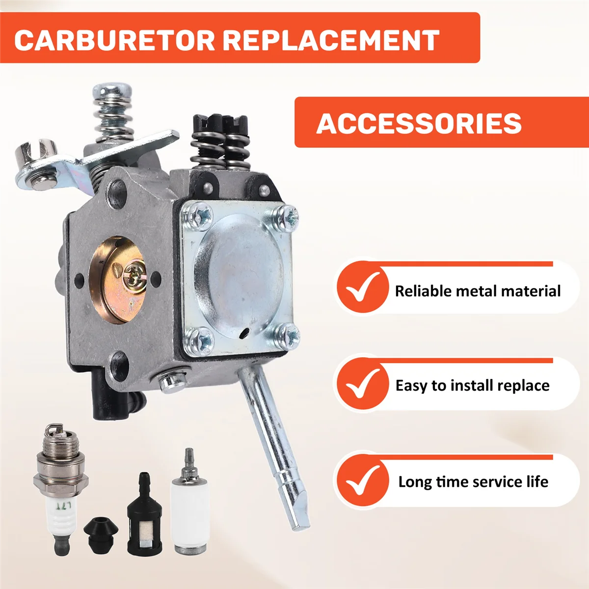 L68AReplacement Parts Kit Carburetor for Stihl FS48 FS52 FS62 FS66 FS81 FS86 FS88 FS106 Walbro WT-45 Parts