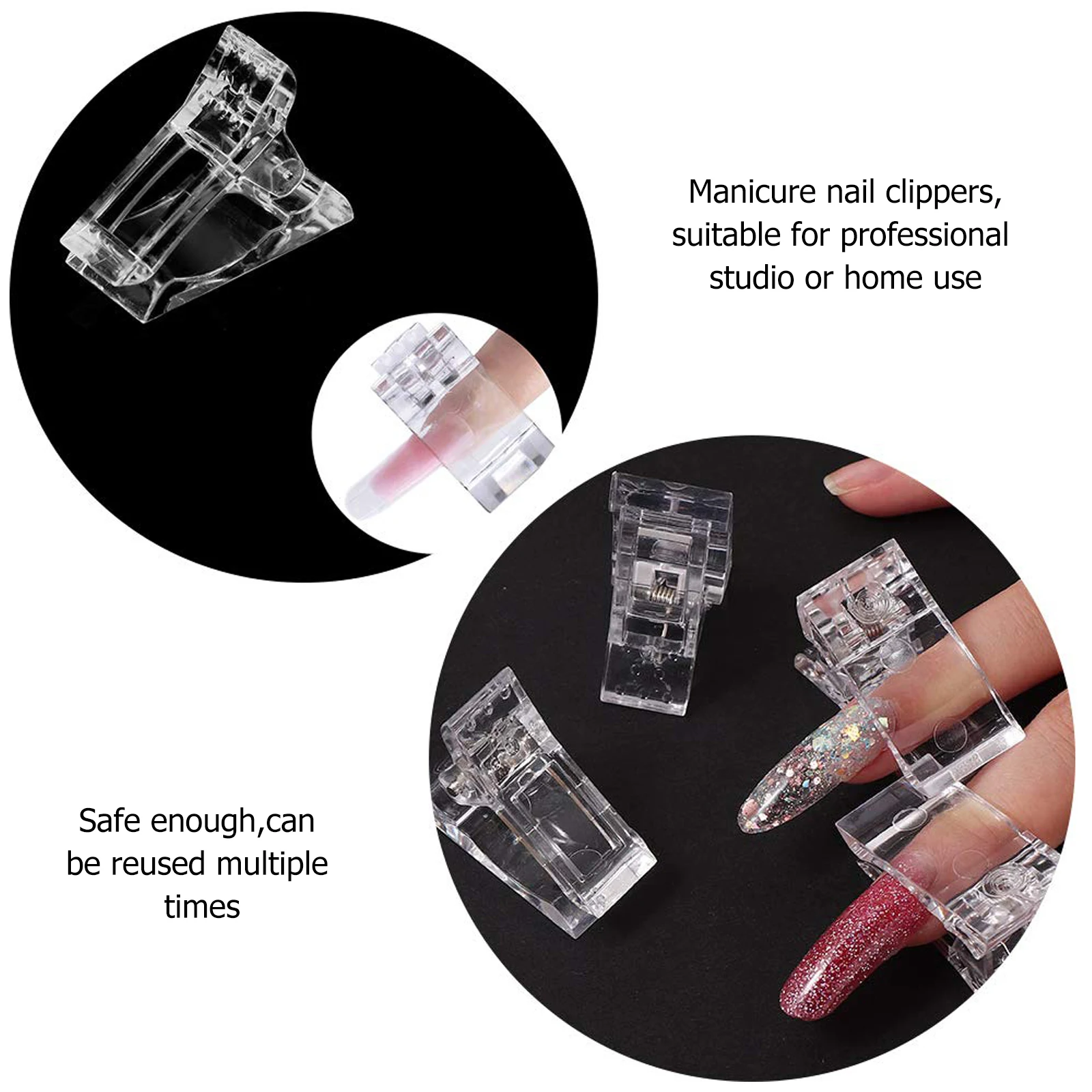 

10pcs Nail Crystal Clip Thick Toenails Polish Clamp Extension Tip Reusable Mold Form Gel Nails Safe Durable Acrylic Application