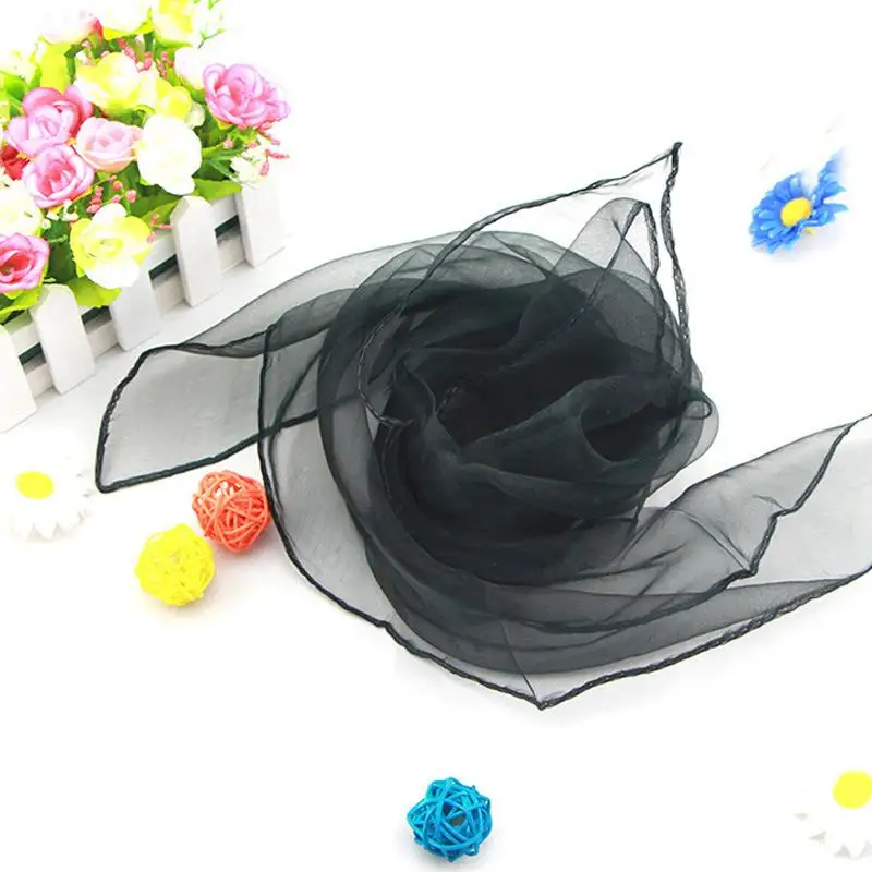 70*70cm Thin Silk Scarves Luxury Scarf Women Chiffon Square Scarf Dancing Performance Pure Color Shinny Organza Scarf Neck Shawl