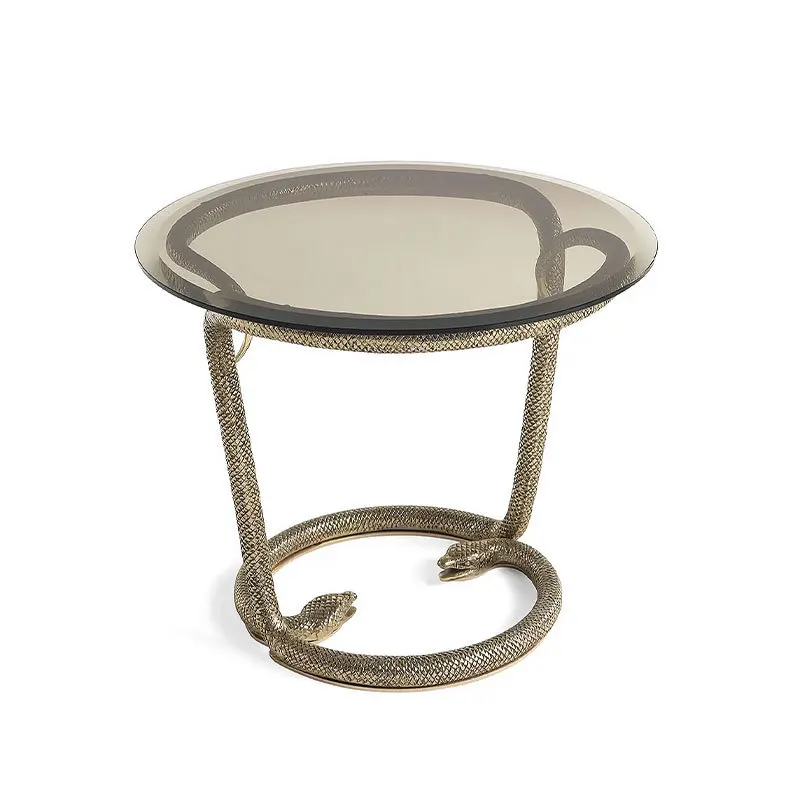 

Light luxury pure copper snakehead edge few modern American living room creative corner few tempered