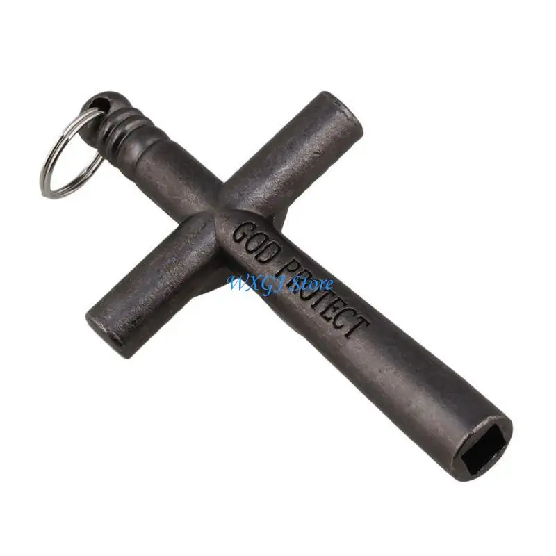 37JE Silver Jesus Crucifix Drum for Key Pendant Fashionable Chain Drum Tuner Necklac